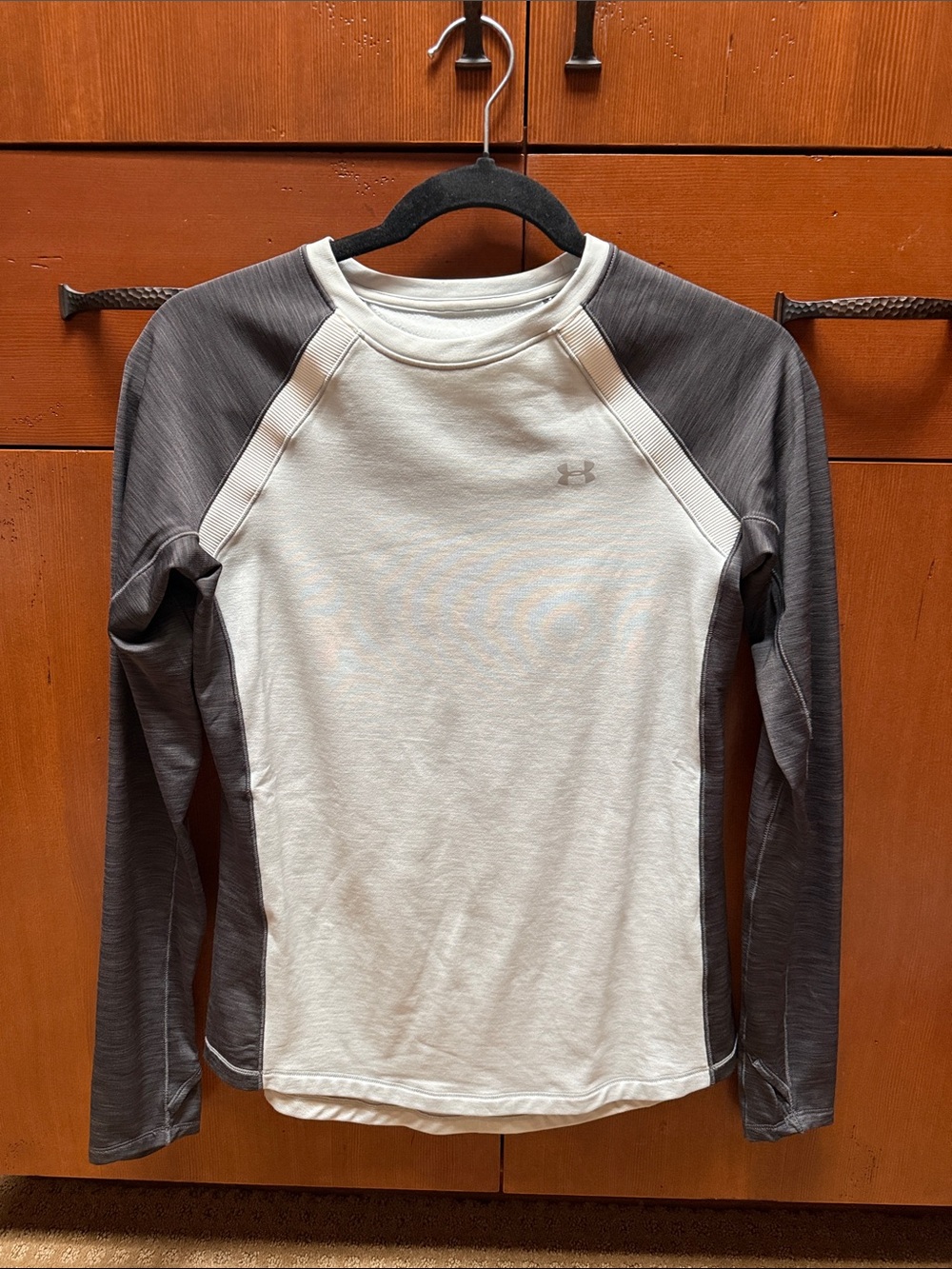 Under Armour White and Charcoal Raglan Performance Long Sleeve